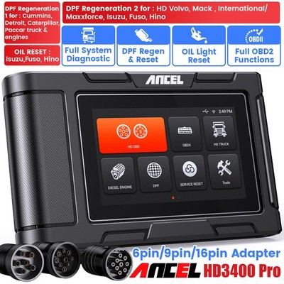 Heavy Duty Truck Scanner DPF Regeneration ANCEL HD3400 Pro for Cummins Paccar...
