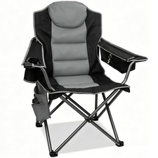 Oversized Camping Chair, Full Padded Lawn Chair with Cup Holder, Cooler Bag a...