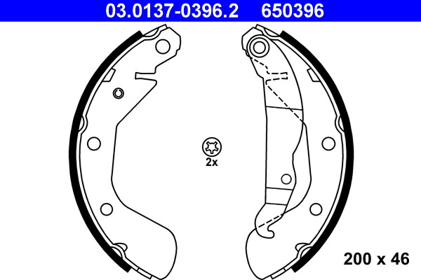 Rear ATE 03.0137-0396.2 Brake Shoe Set for OPEL,VAUXHALL