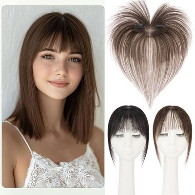 100% Human Hair Extensions Clip In 3D Bangs Fake Wispy Air Bangs French Bangs US
