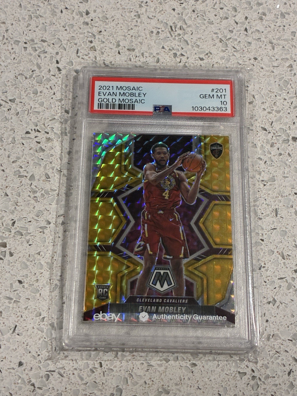 2021 Mosaic - Gold Mosaic Prizm /10 Rookie #201 Evan Mobley PSA 10 GEM MINT RC