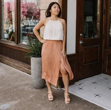 Grade & Gather Balletcore Skirt Large Blush Pink Apricot Asymmetric Flowy Fairy