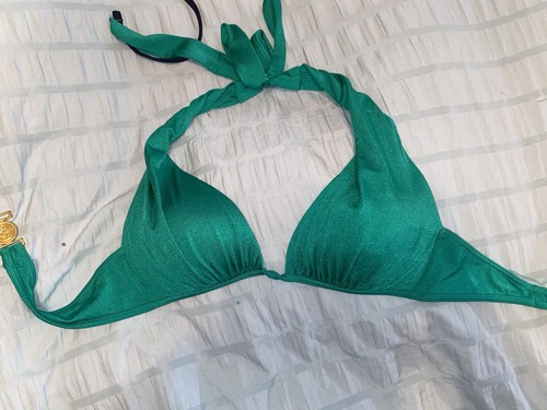 Michael Kors Green Solid Triangle Halter Bikini Top Padded Adjustable Strap M D