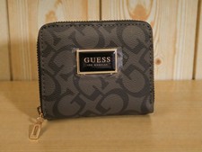 NEW COAL BLACK GUESS SMALL ZIP AROUND BIFOLD BILL FOLD CC COIN WALLET ABREE