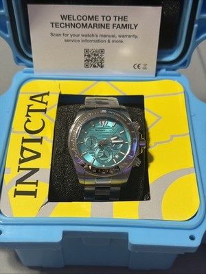   RARE!! Invicta TechnoMarine Manta Ray Watch - 42mm  AQUA BLUE  TM-225121  