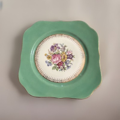 Vintage Rosenthal A A Green Floral Continental Bavaria 8  Plate Victoria Station