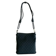Gucci Black Monogram Canvas And Leather Shoulder Crossbody Bag Auth With COA