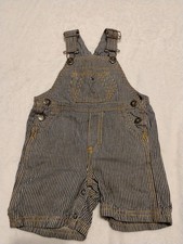 BOYS VINTAGE ENGINEER STRIPE TOMMY HILFIGER SHORT OVERALLS SZ 18m