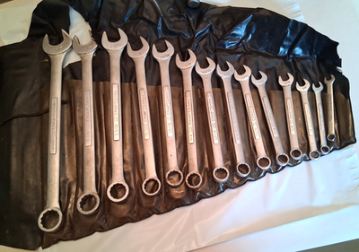 #ad 12pt SAE Vintage Sears Craftsman 14 pc. Combination Wrench Set 9 44964 w roll $139.95