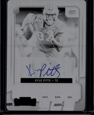 2021 Panini Contenders Draft Picks #114 Kyle Pitts Printing Plate Black #/1