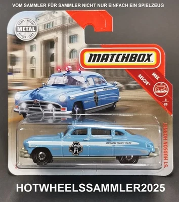 MATCHBOX MBX RESCUE "1951 HUDSON HORNET" BLAU POLICE POLIZEI GCF37-GJ10 OVP! - Bild 1 von 2