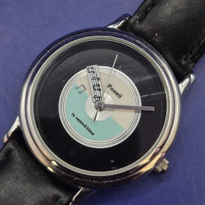 Stilvolle Fossil Unisex Uhr   Kreatives Schallplatten Design