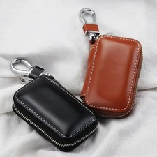 Leather Key Holder Organizer Wallet Zipper Pouch Case Cover Storage Bag