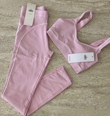 ALO Women s 2-Piece Activewear Set: Pink Sports Bra & Leggings Size  xl