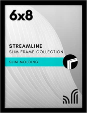 6X8 Picture Frame with Shatter-Resistant Glass - Streamline Collection - Thin Bo