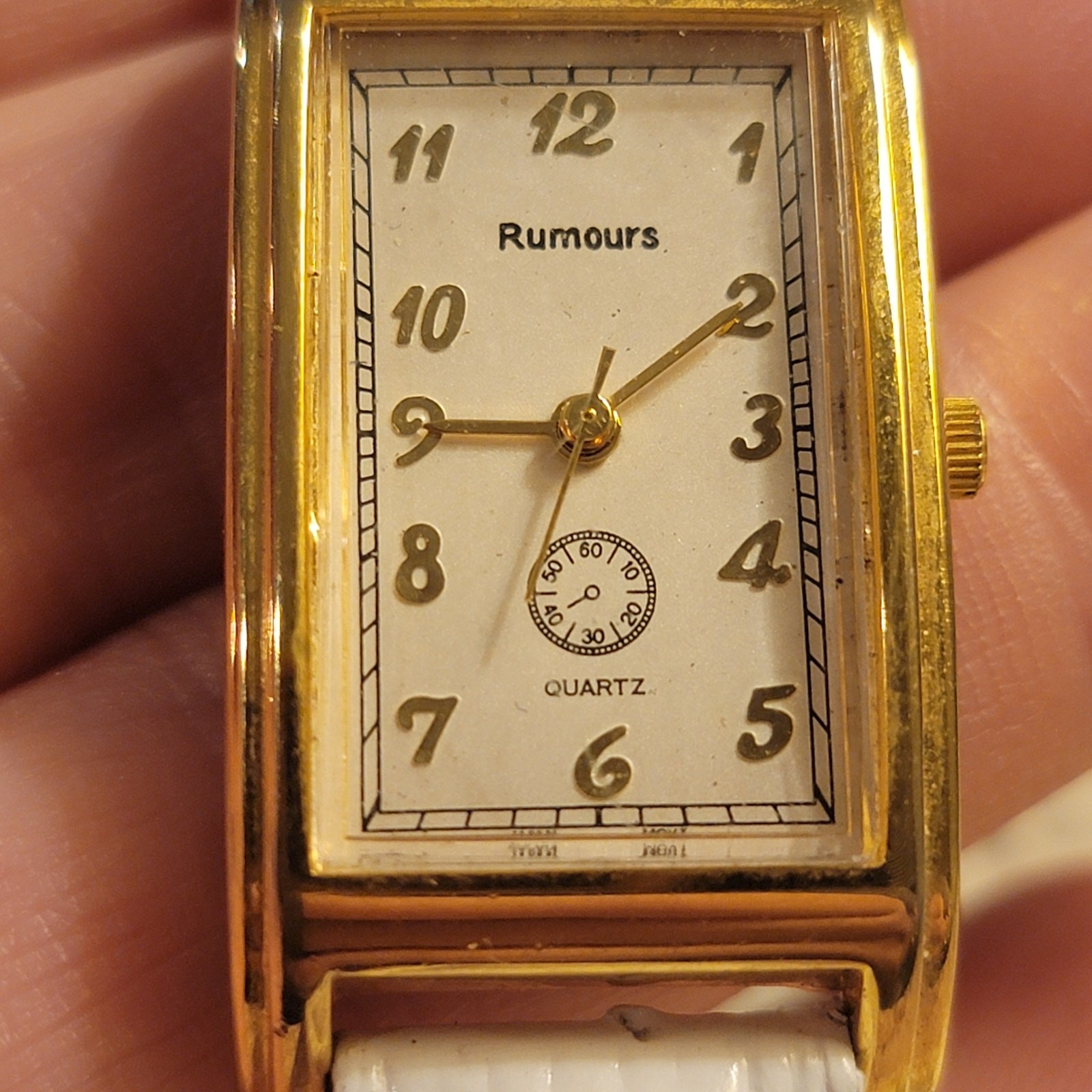 Rumours Gold-Tone Rectangular Quartz Watch White … - image 1