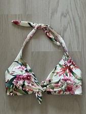 NEW Carmen Marc Valvo Halter Neck Bikini Top Swimsuit Medium TROPICAL Floral