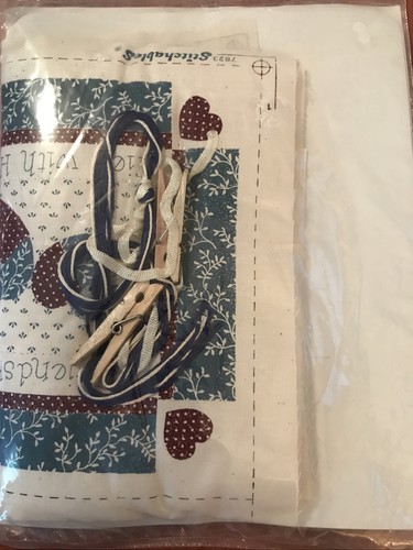 NIP Dimensions 1989 Antiqued Quilts Friendship Heart Strings Wall Hanging #7823 - Picture 2 of 2