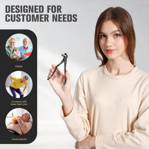 Ergonomic Non-Slip Long Handle Nail Clippers for Seniors, Unique Angled Head ... - Picture 8 of 9