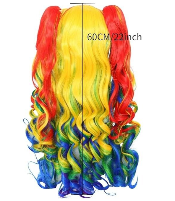 JoneTing Rainbow Wig Curly Multi-Red Synthetic Wigs Hair for 