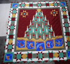 Quilt Christmas Tree 83" x 83 " With Grommeted Holes To Add LED Lighting To Tree
