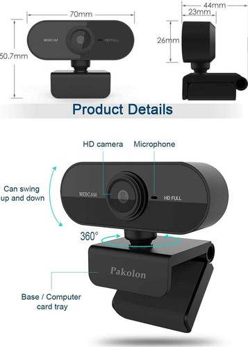 Pakolon Full hd 1080p Webcam with Stereo Built-in Microphone In Hand! Ships Fast - Picture 4 of 7
