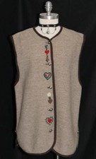 WOOL BROWN Women EMBROIDERED German WINTER WARM Dress Coat VEST Eu 40/10 12 M