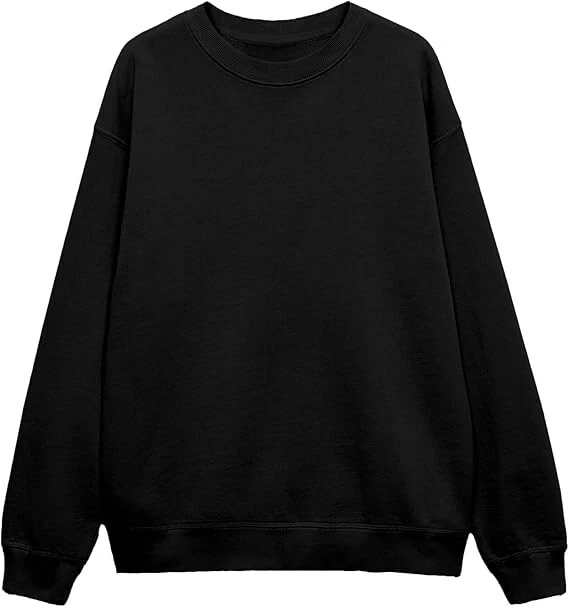 Mens Crewneck Sweatshirt Long Sleeve Casual Warm Fleece Pullover Top Black Small