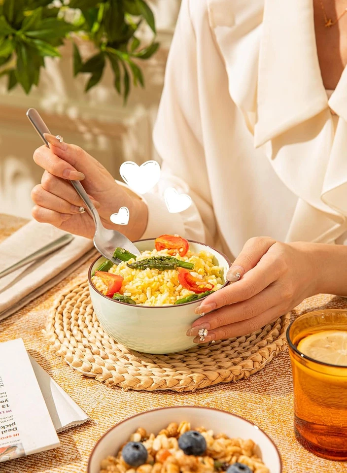 Sweese Ice Cream Bowls - Juego de 6 tazones de postre de 10 OZ, tazones de cerámica azul Foto 3 de 4