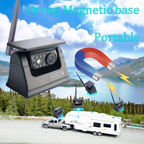 7"wireless Quad DVR monitor 3x 1080P solar battery reversing camera for caravan - Picture 4 of 24
