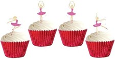 24 Ballerina Dancing Stand Up Cup Cake Toppers Edible Birthday Party Decorations