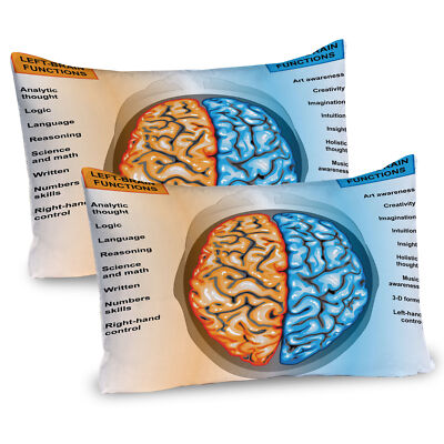 Left Right Brain 2 Teiliges Kissenbezugs Set 40x80cm