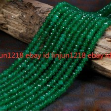 2x4mm Natural Green Jade Faceted Rondelle Gemstone Loose Beads 15"