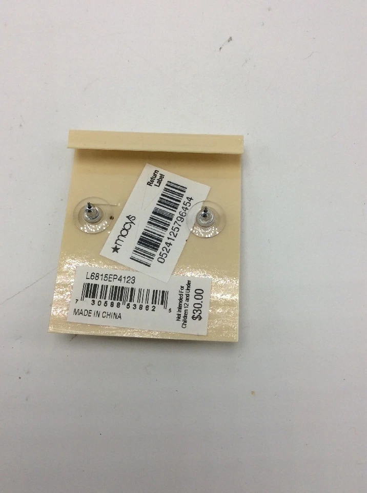 $30 Ralph Lauren Tono Plata Transparente Ova Piedra Cristal Pendientes 133A Foto 4 de 4