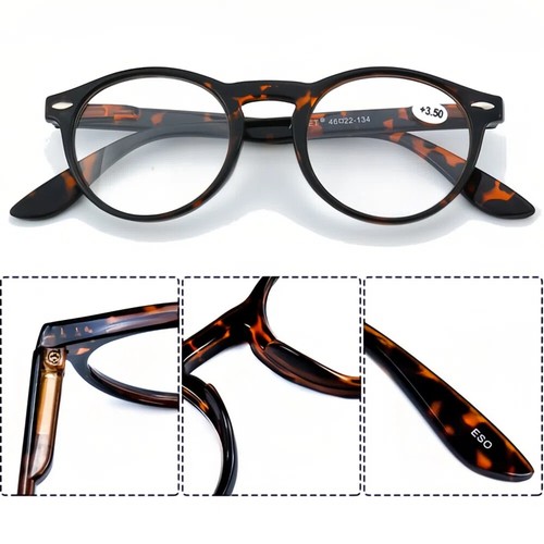 3 PACK Womens Mens Round Plastic Spring Hinges Reading Glasses Readers +1.0~+3.5 - Picture 2 of 12