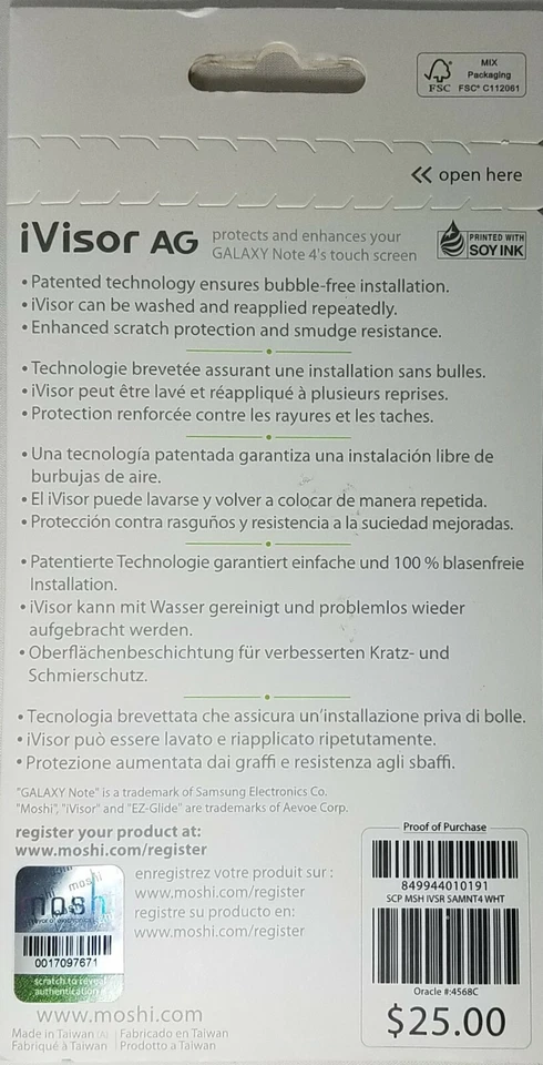 Moshi iVisor AG Screen Protector for Samsung Note 4 Bubble Free, White - NEW - Image 2 of 4