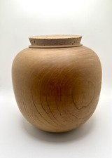 Vintage Hand-Turned Hardwood Canister with Cork Lid   Mid-Century Style