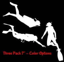 Scuba Divers 3 Pack Vinyl Decal Car Truck Window Tumbler Laptop Tablet Notebook