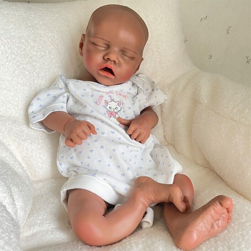 18" Handmade Full Silicone Reborn Baby 5.8lb Black African Floppy Newborn Doll - Picture 3 of 15