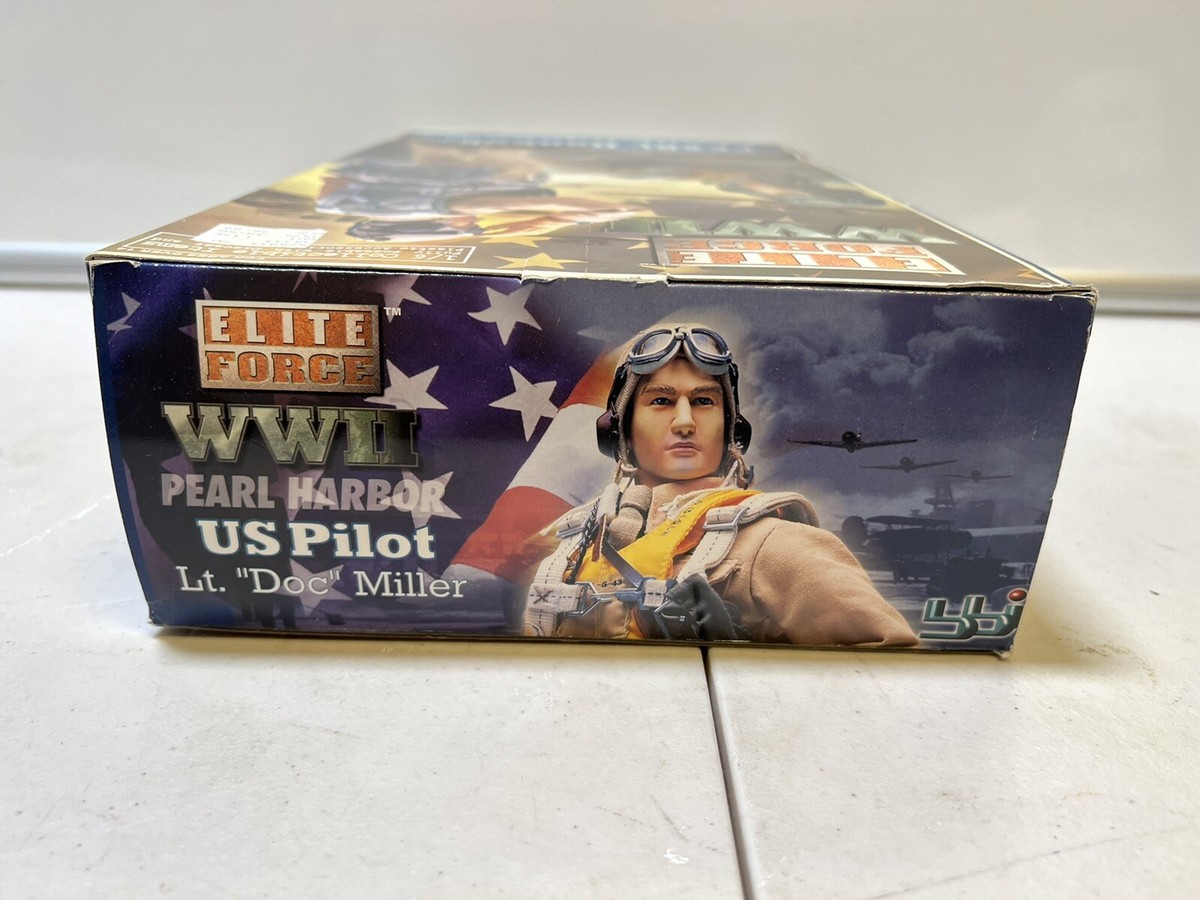 A photorealistic action figure of a 1930s pilot, wearing a brown