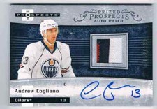 2007-08 FLEER HOT PROSPECTS PRIZE PROSPECTS AUTO PATCH ANDREW COGLIANO ROOKIE