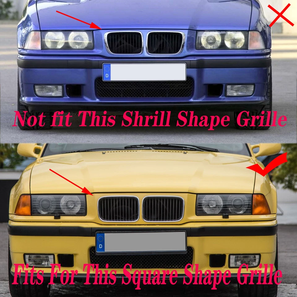 For BMW E36 1992-1996 318i 325i Front Matte Black Kidney Sport Hood Grill Grille - Imagem 2 de 4