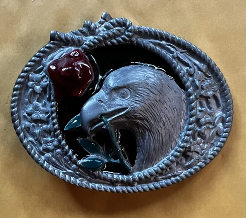 EAGLE ROSE BELT BUCKLE NEW APPROXIMATELY 3 3/8" X 2 5/8"