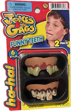 2 FUNNY JOKE TEETH Nerd Fake Hillbilly Bad Halloween Set Ugly Buck Rubber Prank