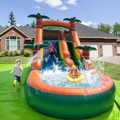21FT Commercial Inflatable Bounce House Tropical Water Slide Combo Pool for Kids