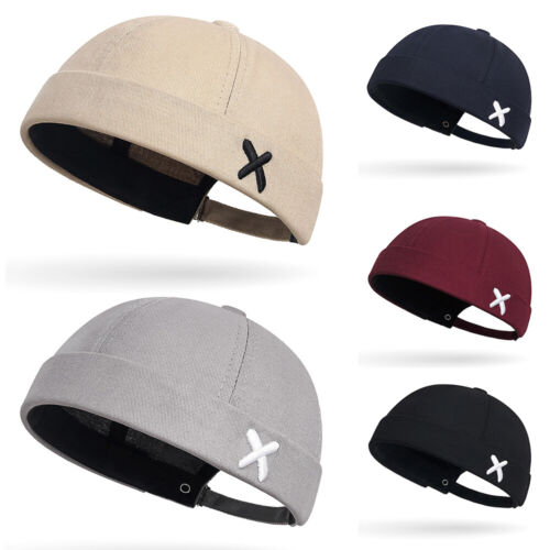 Cappello berretto uomo moda senza tesa marinaio docker teschio berretto polsino arrotolato regolabile - Foto 3 di 24