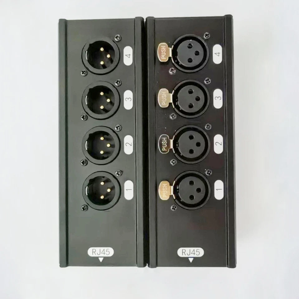 3Pin 4 Channel XLR Male Female To Single Ethercon Audio Network Box Extender USA - Image 2 of 4