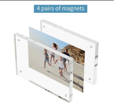 TVTCTU Acrylic Picture Frame - Double Sided Magnetic, 5x7 Inch, Clear Desktop Photo Frame