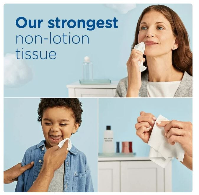 Puffs Ultra Soft Facial Tissues, 6 Family Size Boxes, White, 124 Facial