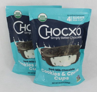 2 Bag ChocXO Organic Dark Milk Chocolate Cookies Cups 14.8 Oz Each 29.6 Oz Total